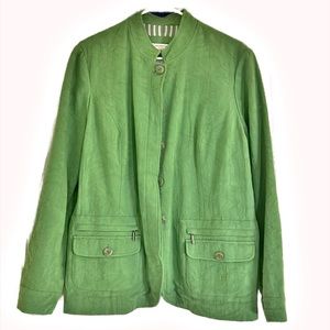 NWOT Green Coldwater Creek 100% Cotton brocade jacket